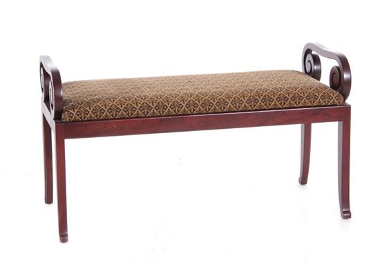 Appraisal: Mahogany bench with needlepoint cushion H W L Provenance Simon