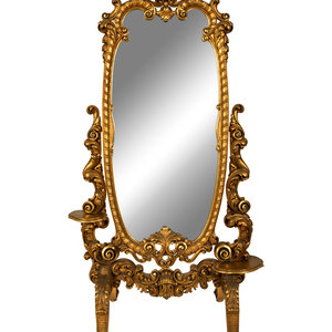 Appraisal: A Rococo Style Giltwood Cheval Mirror EARLY TH CENTURY Height