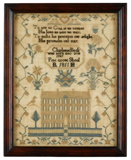 Appraisal: Needlework sampler charlotte beck was born dec st pine grove