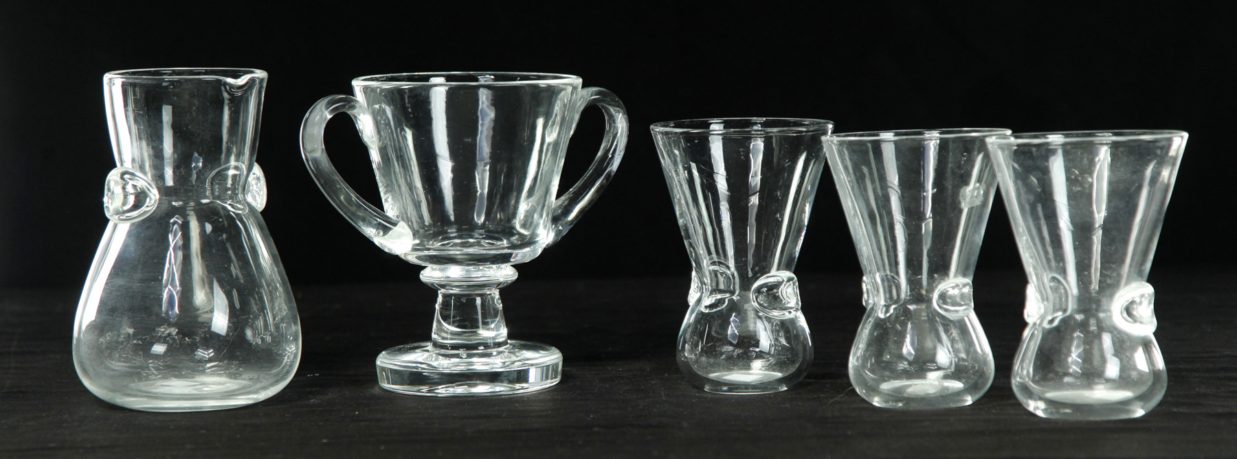 Appraisal: FIVE PIECES OF SIGNED STEUBEN CLEAR GLASS American nd half-