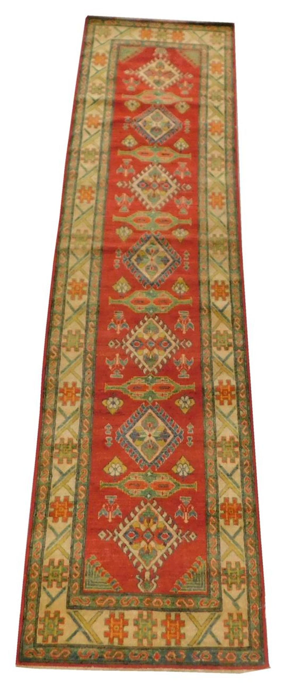 Appraisal: RUG Uzbek Kazak runner ' x ' hand-made wool on