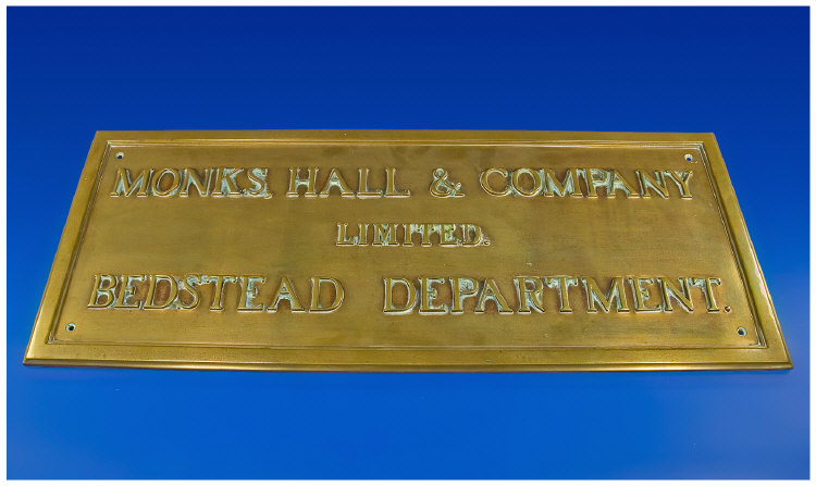 Appraisal: Large Brass Company Name Plaque Plate Of Rectangular Form Moulded