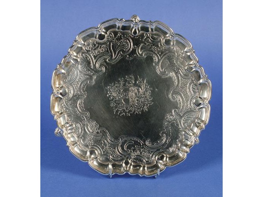 Appraisal: A GEORGE II SALVER of shaped circular form with a