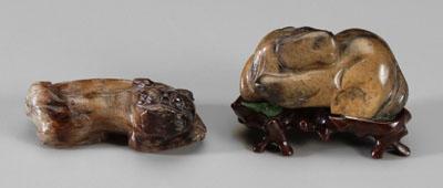 Appraisal: Two Chinese hardstone animals recumbent horse with head turned back