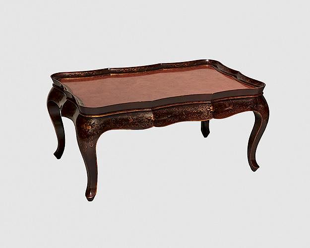 Appraisal: Chinoiserie Style Coffee Table modern with sienna red lacquered top