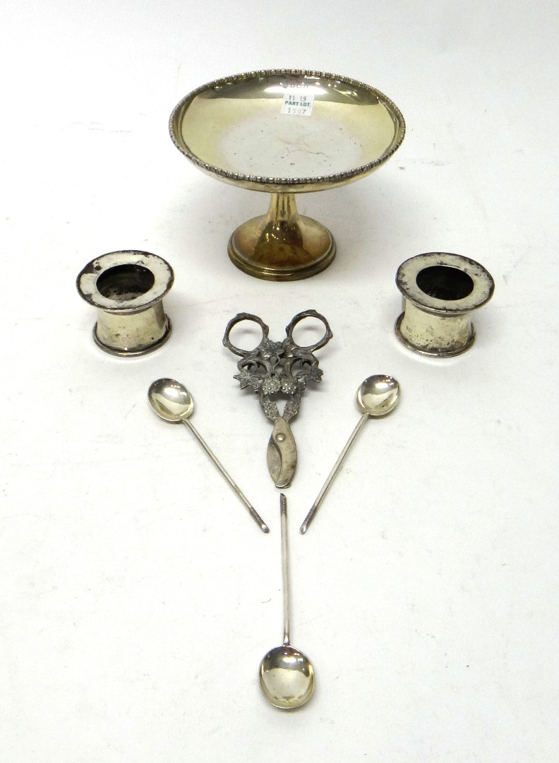 Appraisal: Silver and silver mounted wares comprising a pedestal bonbon dish