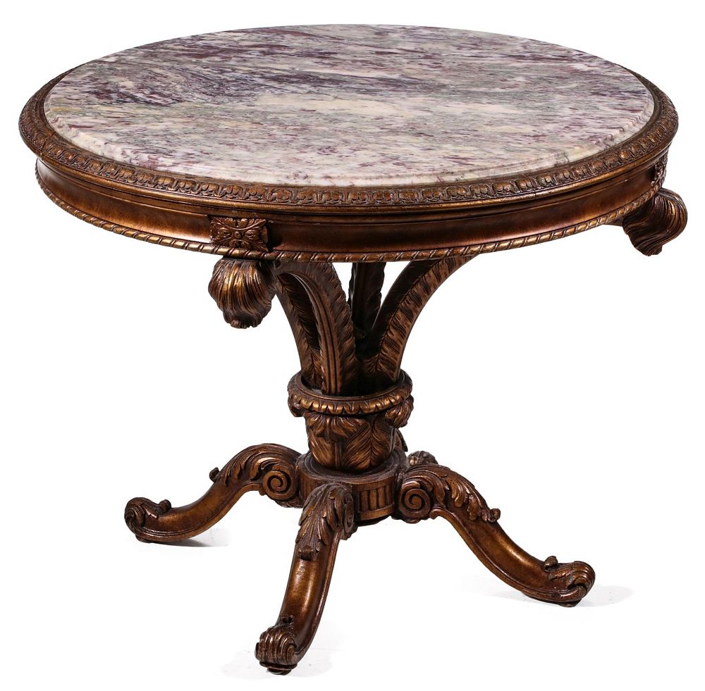 Appraisal: A GOOD PRINCE OF WALES FEATHERS MARBLE TOP CENTER TABLE