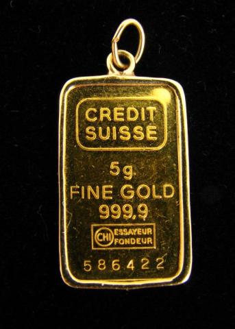 Appraisal: Credit Suisse K yellow gold pendant featuring one Credit Suisse