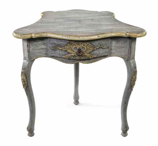 Appraisal: A Continental Provincial Painted Corner Table having a shaped top