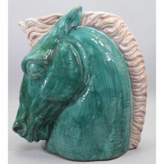 Appraisal: Stangl Pottery Horse Head in Two-Tone Green Terra Rose This