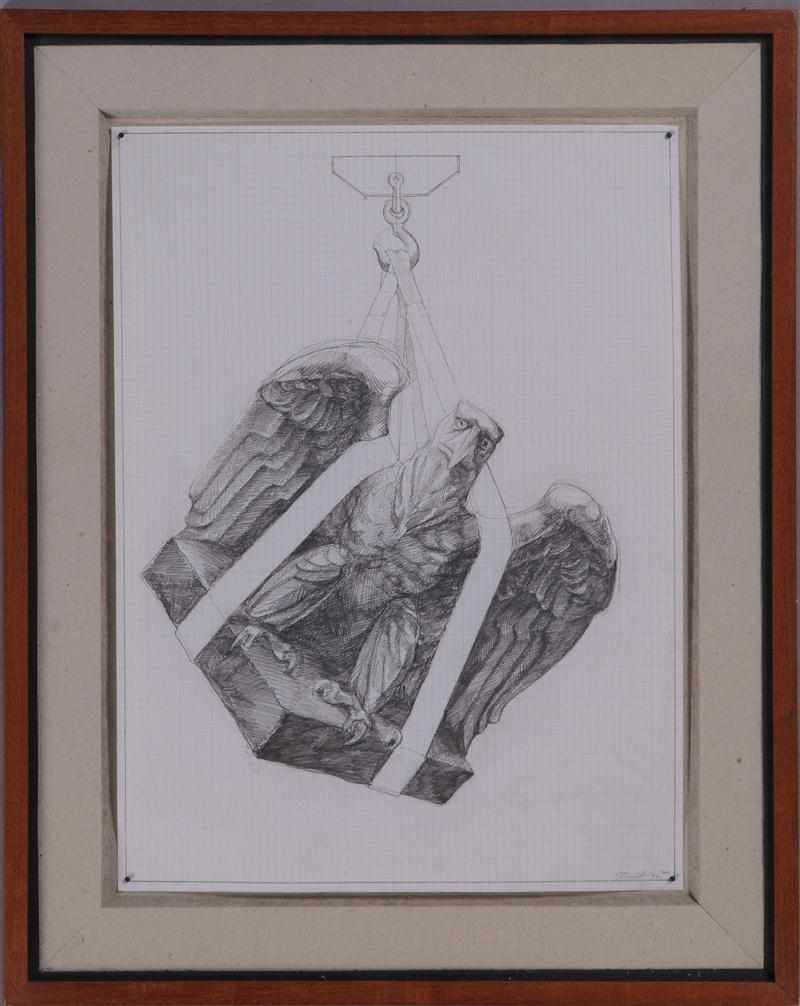 Appraisal: JULIAN LAVERDIERE AMERICAN b ''LOST CORNERSTONE STUDY'' Graphite on vellum