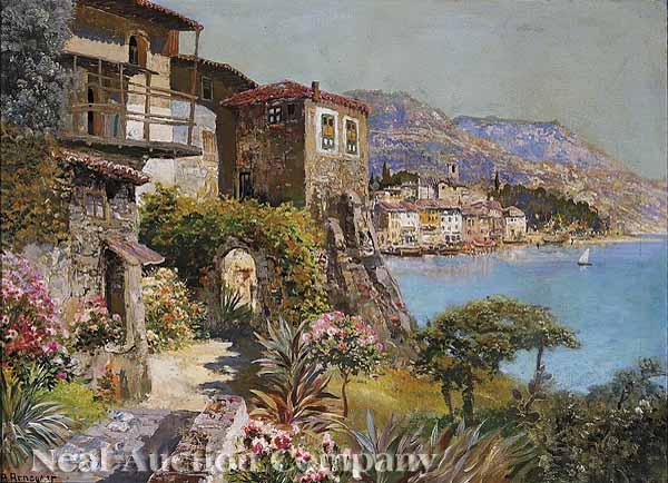 Appraisal: Alois Arnegger Austrian - Mediterranean Coastal Scene oil on canvas