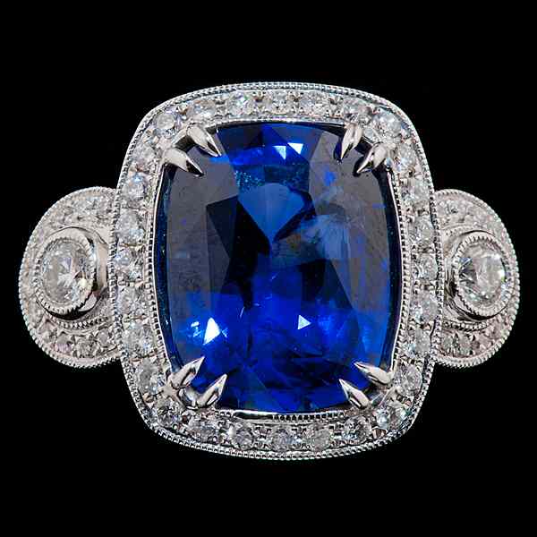 Appraisal: K White Gold Natural Cushion Cut Sapphire Ring An K