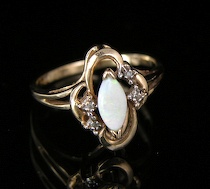 Appraisal: Ladies' Opal Diamond Ring A k yellow gold ring set