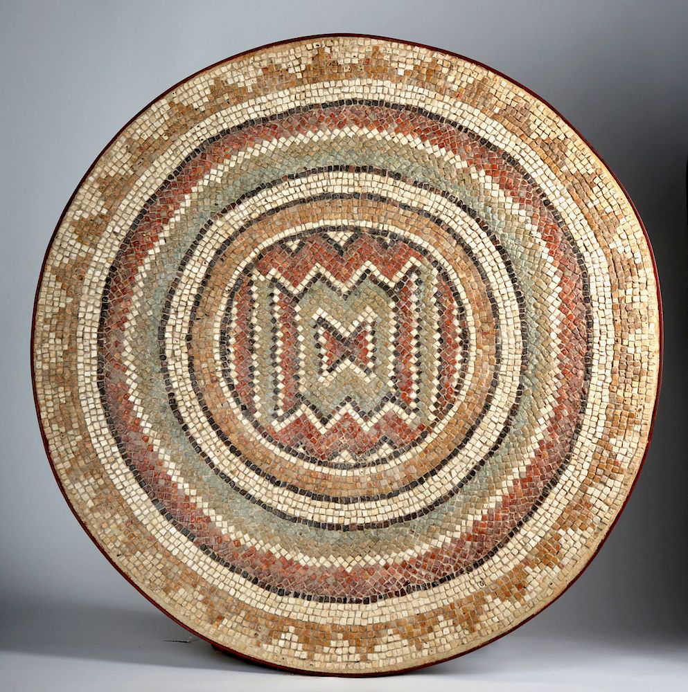 Appraisal: Roman Mosaic - Circular w Geometric Motifs Roman the Levant