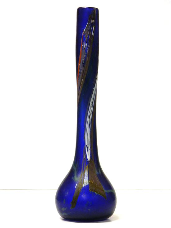 Appraisal: Modern glass vase with long neck signed ''L L eLoup''