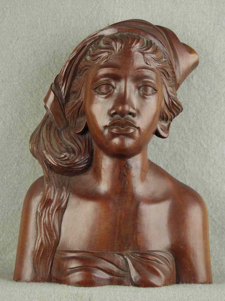 Appraisal: SCULPTURE - Bust portrait of Balinese woman in exotic hardwood