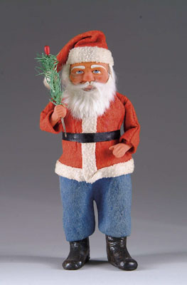 Appraisal: ANTIQUE SANTA CANDY CONTAINER Antique container Santa with red and