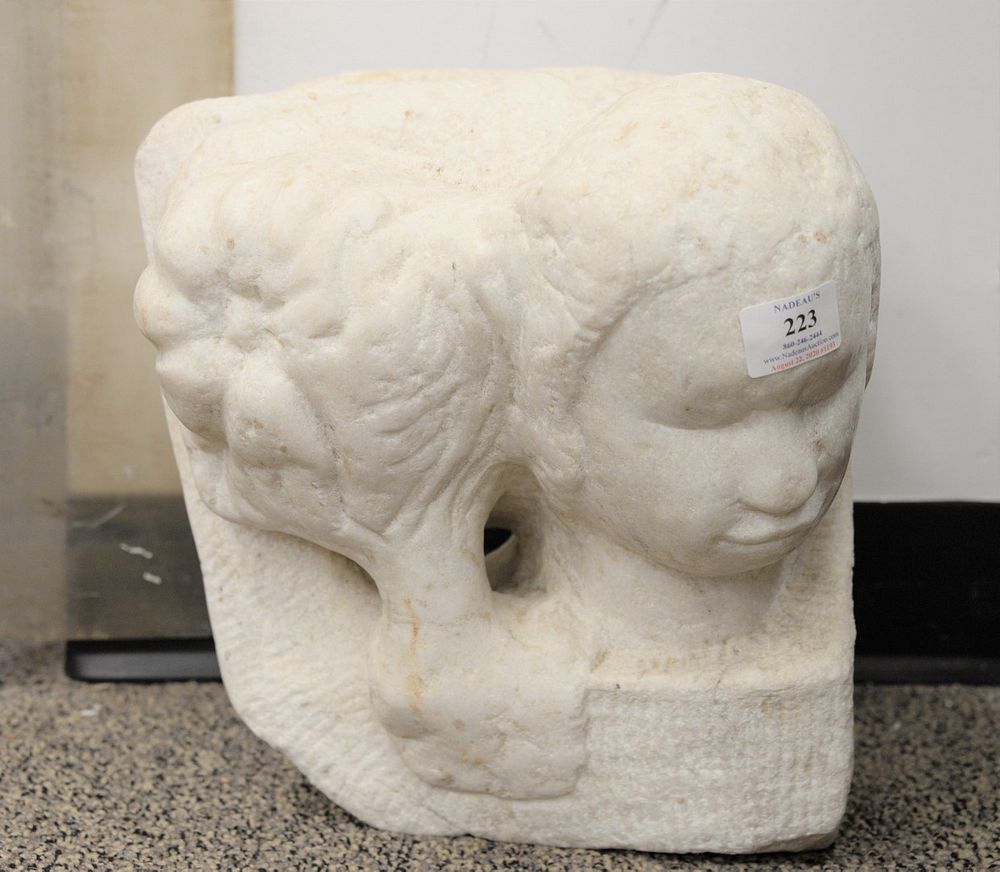 Appraisal: Carved marble sculpture bust of a girl ht wd Carved