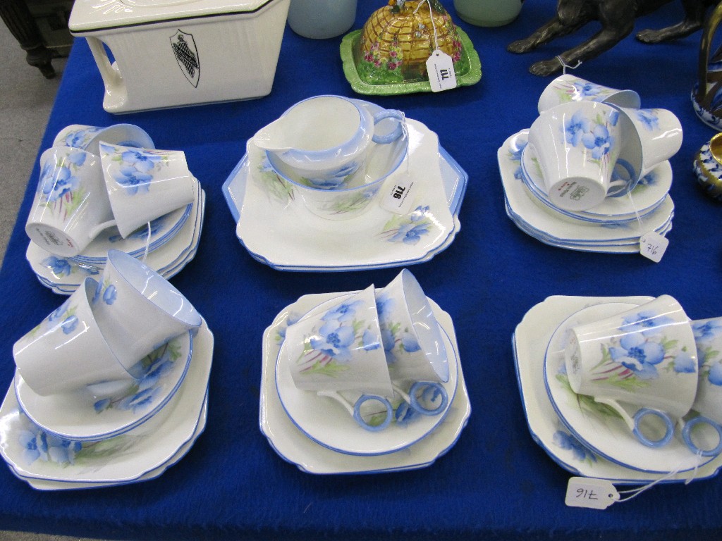 Appraisal: Shelley teaset decorated with blue flowers pattern no one cup