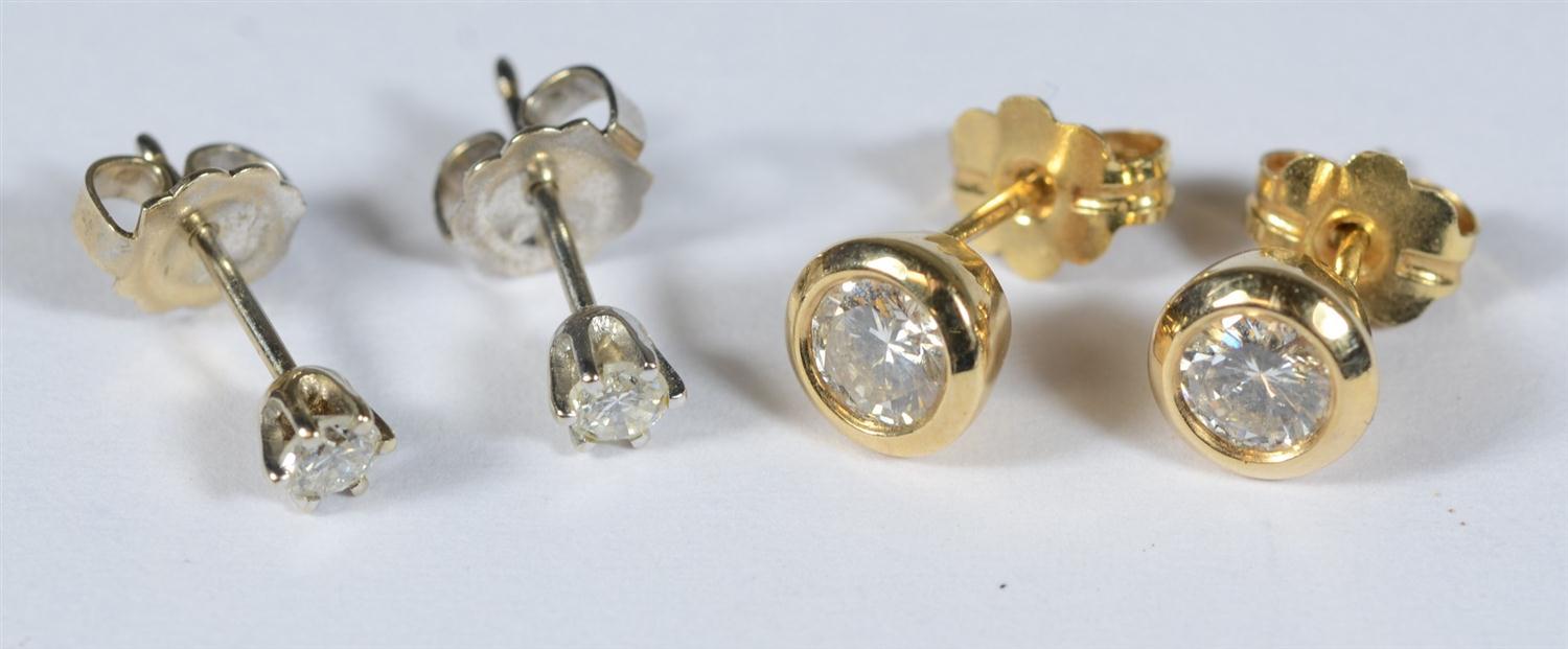 Appraisal: pr diamond stud earrings jacket settings w - pt stones