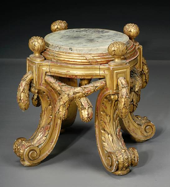 Appraisal: A Louis XVI style giltwood pedestal late th century The