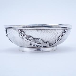 Appraisal: Antique Pavel Ovchinnikov Russian Sterling Silver Relief Bowl Stamped with