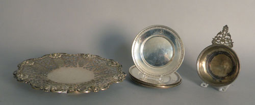 Appraisal: Miscellaneous sterling silver to include an openwork tray and a