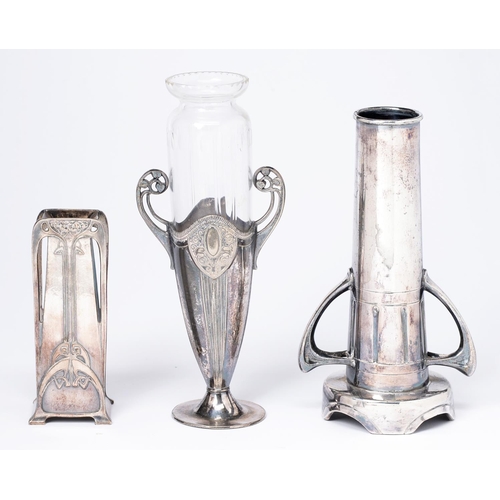 Appraisal: Two WMF polished pewter vases c one with glass liner