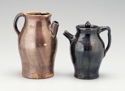 Appraisal: Two Georgia coffeepots one with brown Albany slip glaze -