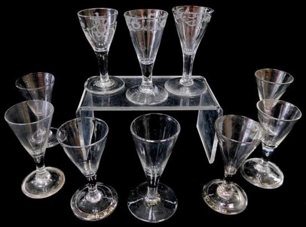 Appraisal: GLASS Ten blown drinking glasses European probably th C three