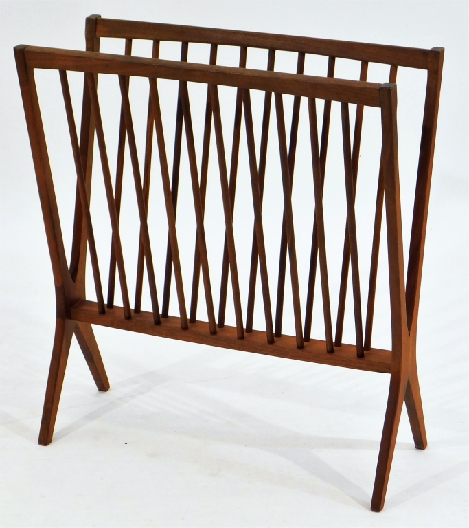 Appraisal: DANISH MODERN MCM WOOD FOLIO PRINT MAGAZINE RACK Denmark th