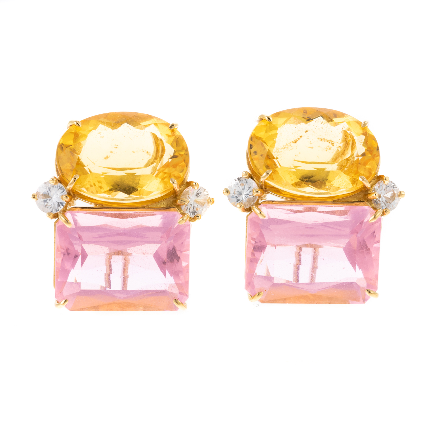 Appraisal: A PAIR OF COLORFUL CITRINE EARRINGS IN K K yellow