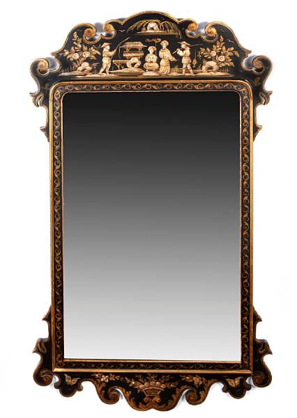 Appraisal: A Queen Anne style chinoiserie decorated mirror height in width