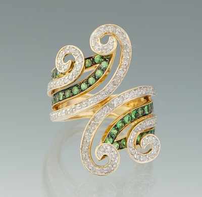 Appraisal: A Ladies' Diamond and Green Garnet Ring k yellow gold