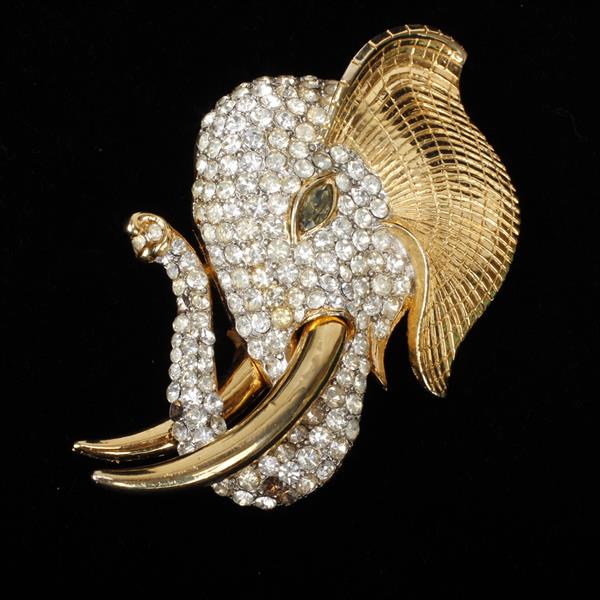 Appraisal: Vendome Pave Gold Tone Elephant Brooch Pin