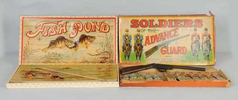 Appraisal: Lot of Antique Games Description Includes Soldiers with Air Gun