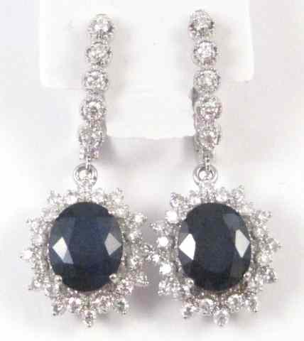 Appraisal: PAIR OF SAPPHIRE AND DIAMOND EARRINGS each k white gold