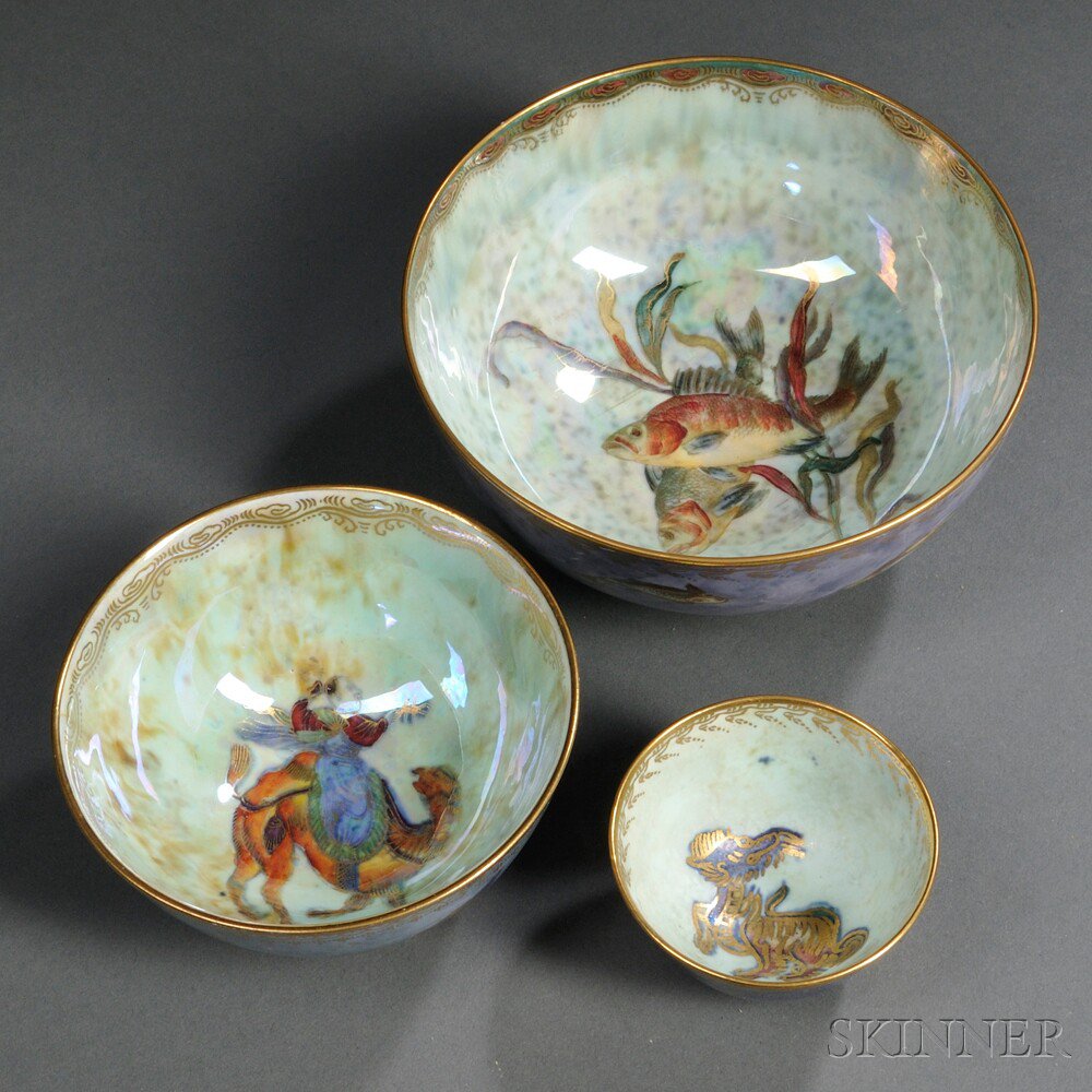 Appraisal: Three Wedgwood Lustre Bowls England c two with pattern Z