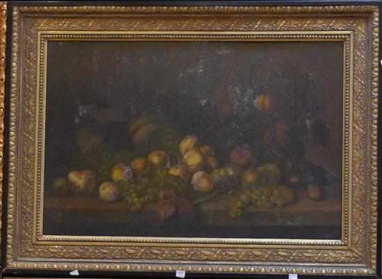 Appraisal: ARTIST UNKNOWN STILL LIFE WITH FRUIT OIL ON BOARD