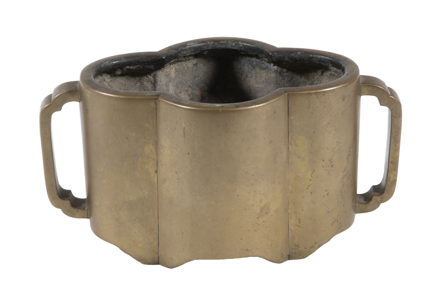 Appraisal: CHINESE BRONZE QUATREFOIL CENSER th - th c Footed Censer