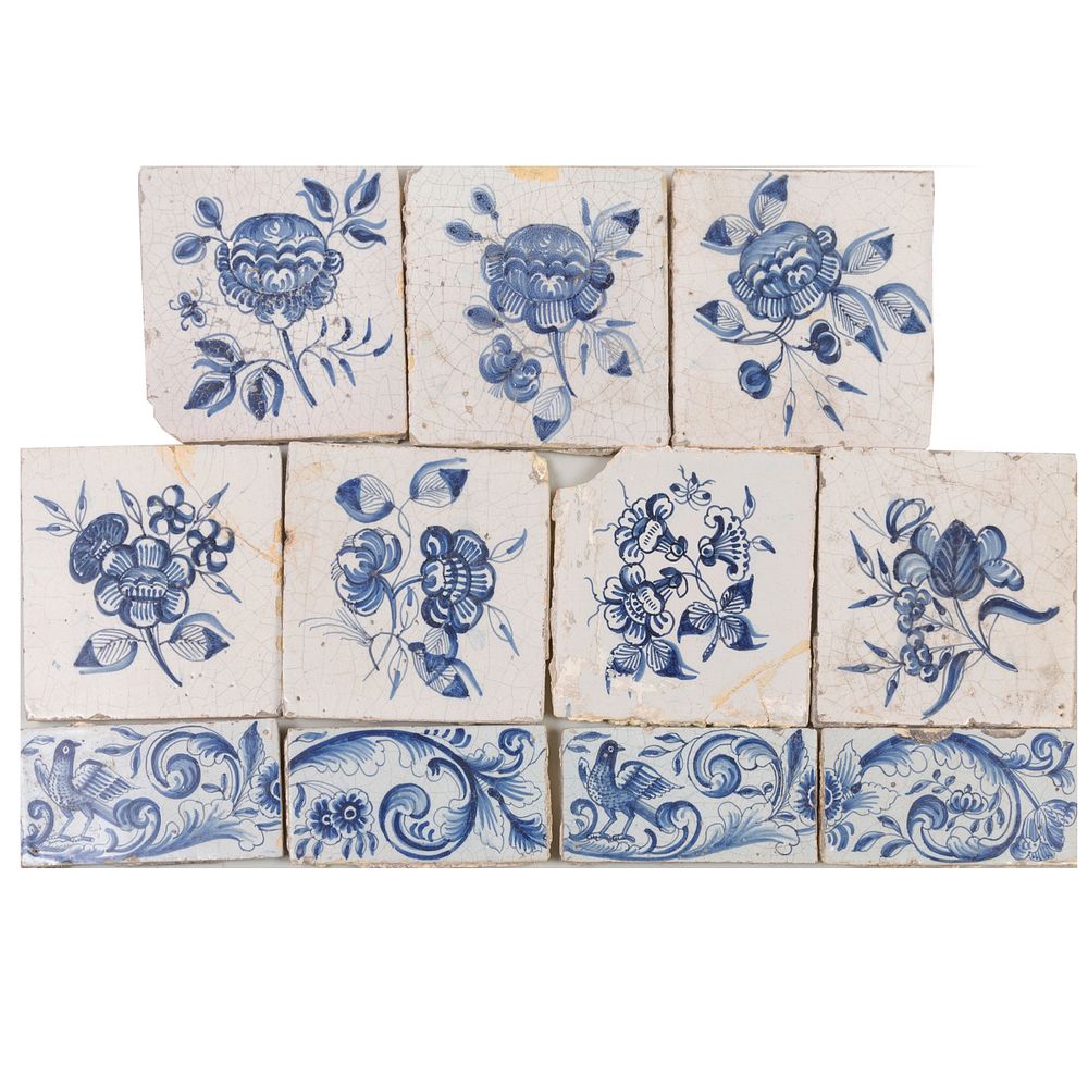 Appraisal: Group of Eleven Delft Blue and White Tiles Comprising A