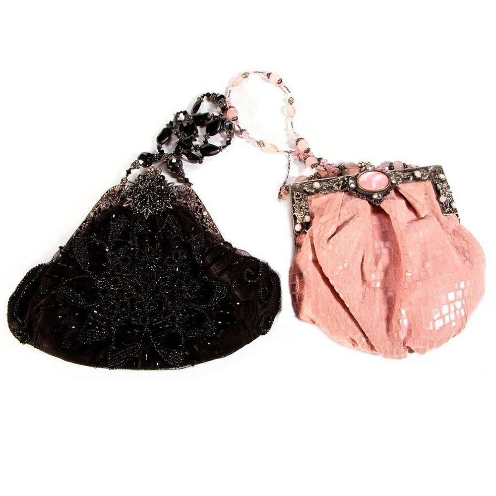 Appraisal: Two Todd Anthony evening bags black beaded and pink leather