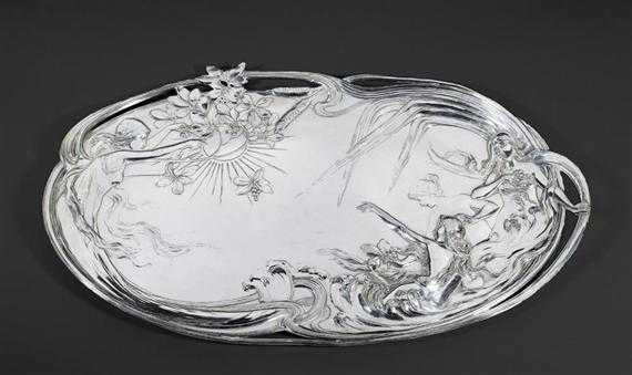 Appraisal: WMF TRAY circa Silver gilt Stamped WMF L cm