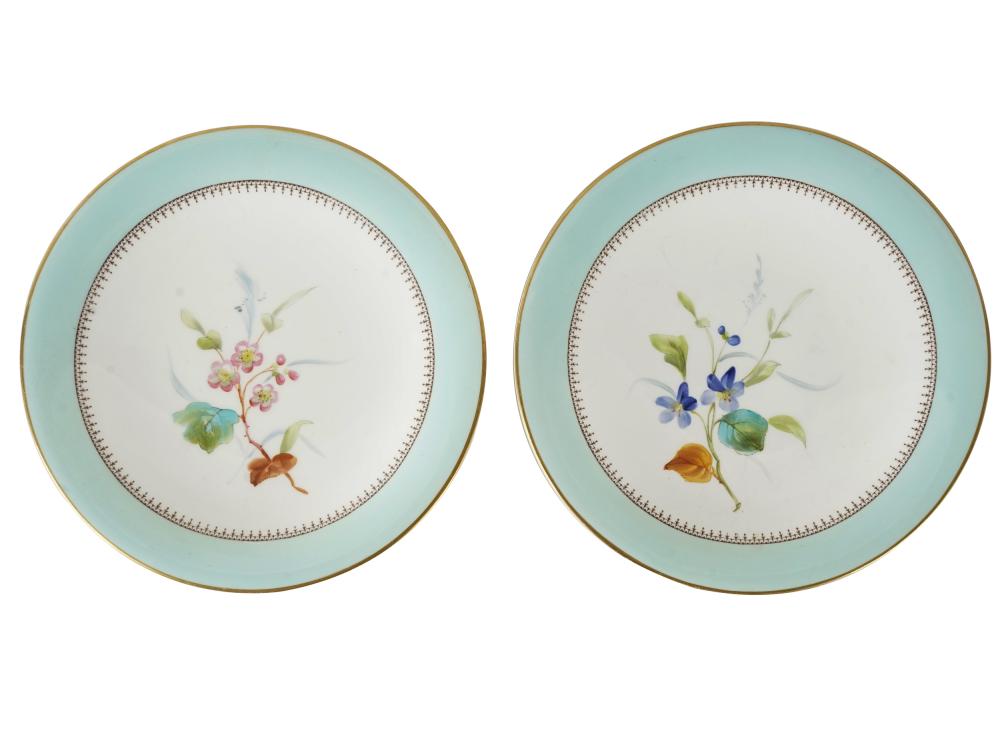 Appraisal: PAIR OF PORCELAIN TAZZASeach with brown painted mark G W