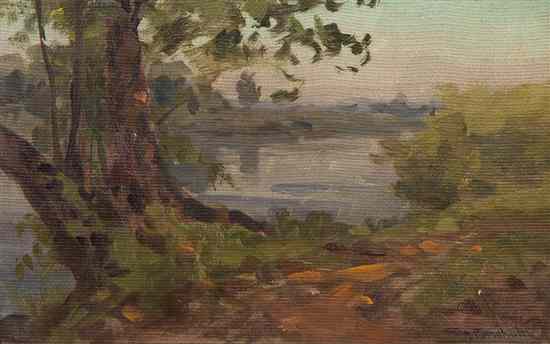 Appraisal: George F Schultz American - The Lake oil on canvas