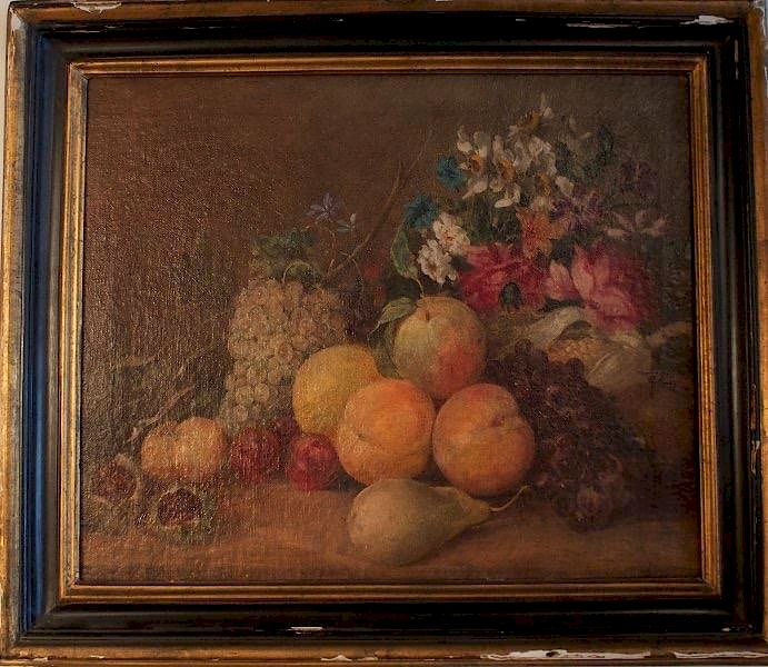 Appraisal: Still Life with Fruit and Flowers th Century American School