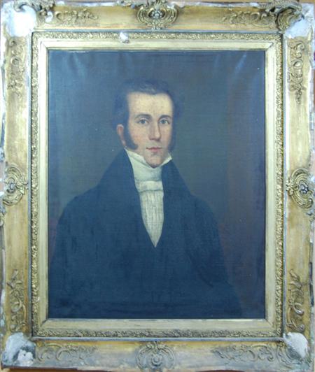 Appraisal: ENGLISH SCHOOL C HALF LENGTH PORTRAIT OF A GENTLEMAN IN