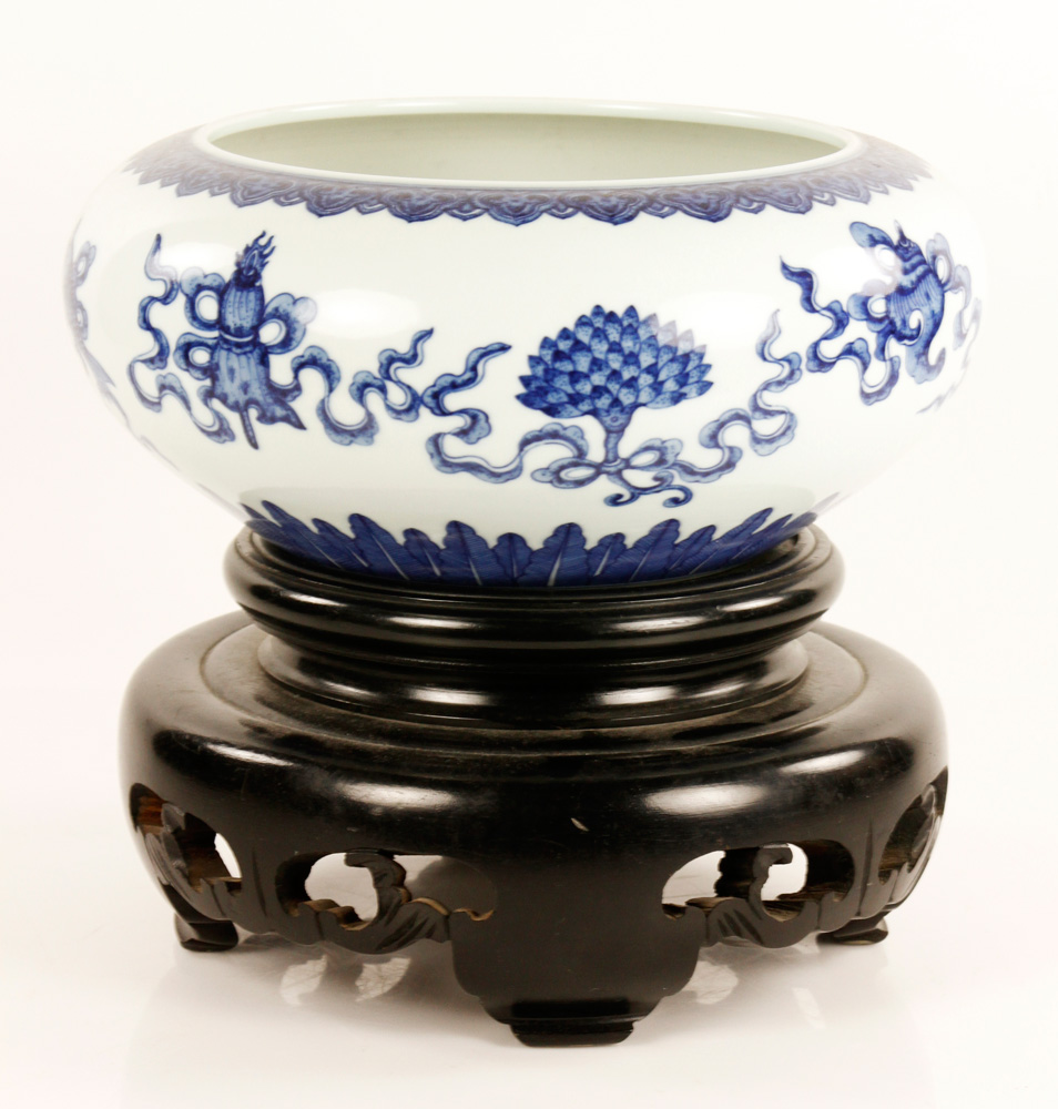 Appraisal: - Chinese Blue and White Brush Washer Chinese blue and