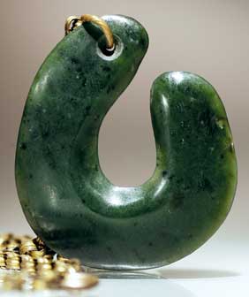 Appraisal: MAORI JADE OR GREENSTONE PENDANT Unsual and old New Zealand